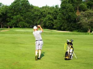 Hitting to the second green from 150 yards out!