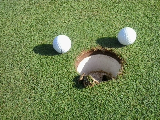 frog and golf balls