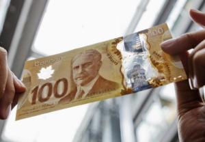 A man holds the new Canadian 100 dollar bill made of polymer in Toronto November 14, 2011. REUTERS/Mark Blinch